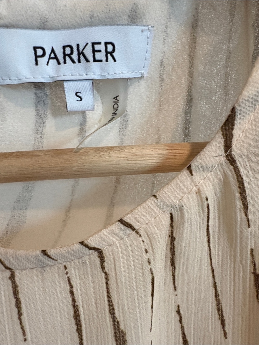 Parker Cream Blouse with Brown Pinstripe Detail